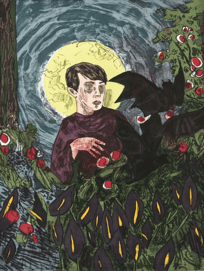 Hernan Bas, ‘Nocturnal Feeders’, 2013, Print, Softground, spitbite, soapground, sugarliftt, ,aquatint and drypoint, Paulson Bott Press, 