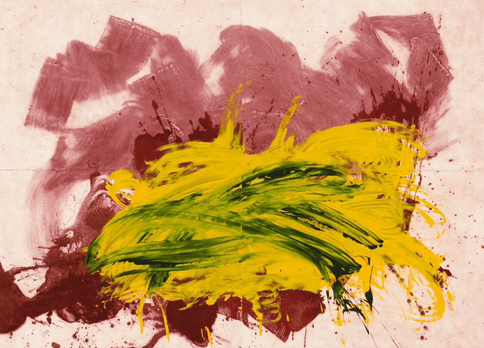 Howard Hodgkin, ‘Attack’, 2012, Print, Sugar lift aquatint with carborundum relief and hand-colouring on two sheets of Arches Moulin du Gué blanc 350gsm paper, null, Numbered, Dated