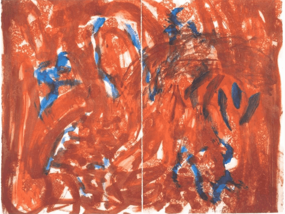 Howard Hodgkin, ‘Into the Woods, Autumn’, 2001, Print, Two-part lift ground etching and aquatint with carborundum and hand-colouring in acrylic on 85% cotton and 15% linen mould-made Moulin du Gue 350gsm paper, null, Numbered, Dated