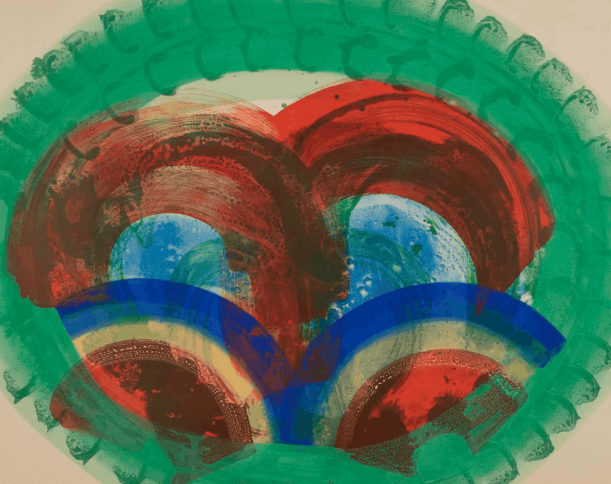Howard Hodgkin, ‘Red Palm’, 1986, Print, Lithograph with hand-colouring in gouache on buff Arches Cover 300gsm paper, null, Dated