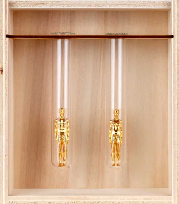 Imbue, ‘Adam + Eve (Gold)’, 2022, Sculpture, 24k gold plated bronze figures with glass test tubes, Imbue Source, Numbered