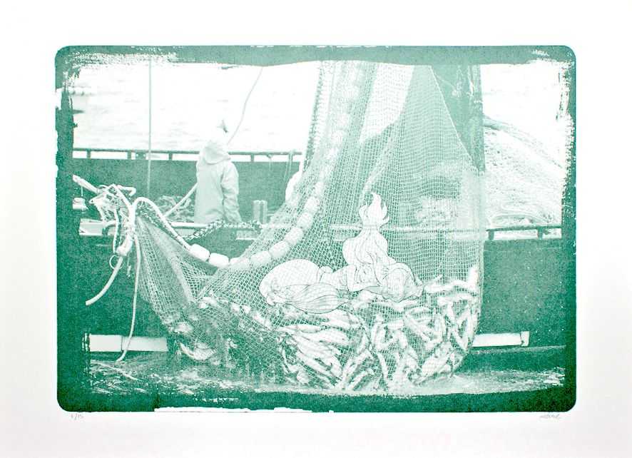 Imbue, ‘Sleeping With The Fishes (Grey)’, 08-05-2014, Print, One colour, hand pulled screenprint on 350gsm print making paper, Artobox, Numbered