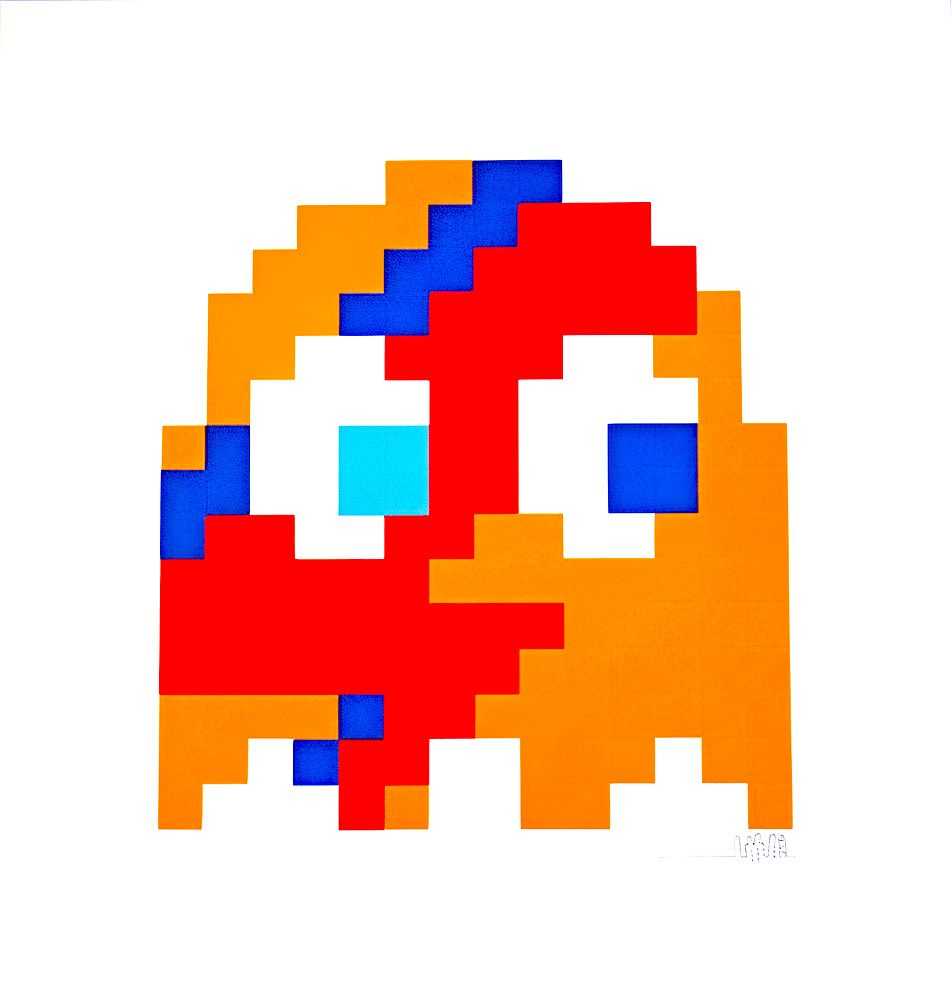 Invader, ‘Aladdin Sane (Clyde)’, 2014, Print, 5 colours hand pulled screenprint on Somerset black 400gsm paper foiled eyes and fully embossed., Pictures on Walls, Numbered, Dated