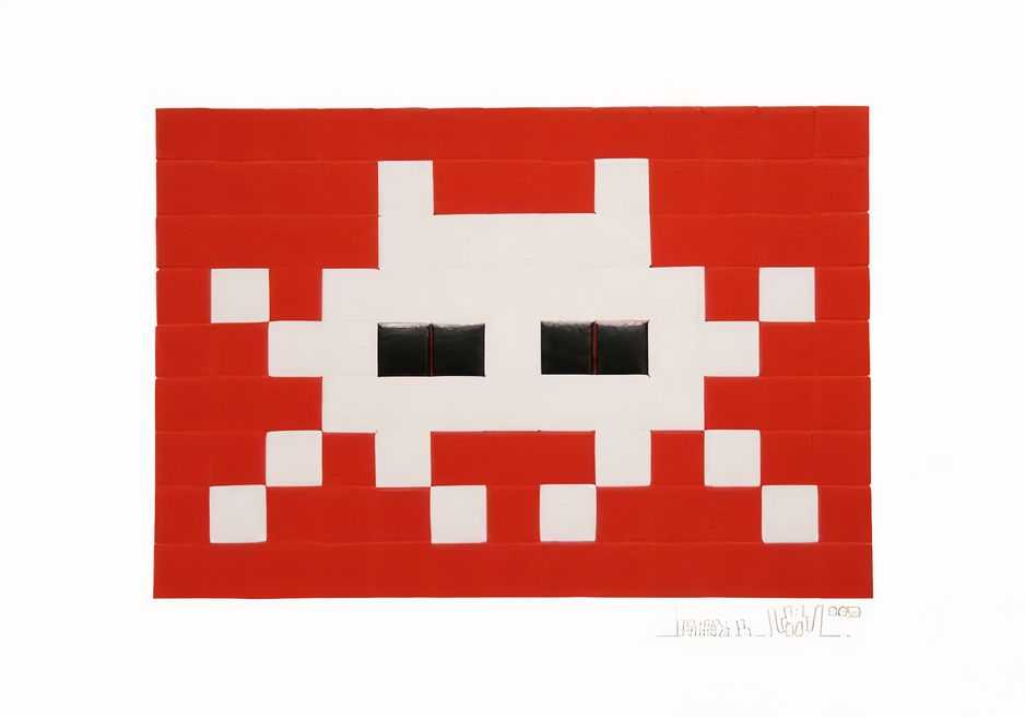 Invader, ‘Invasion (White)’, 2009, Print, One colour screenprint plus two colour foils. Embossed design on 310gsm paper, Pictures on Walls, Numbered, Dated