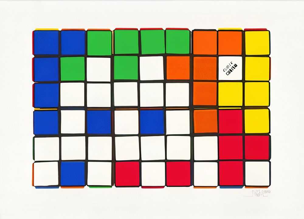 Invader, ‘Six Cubes (Orange & Yellow)’, 2010, Print, 7 colour screenprint on paper, Lazinc, Numbered, Dated