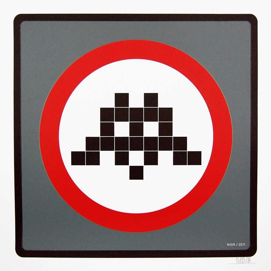 Invader, ‘Warning Invader (Grey)’, 2011, Print, Three colour screenprint on 300gsm somerset velvet white, Pictures on Walls, Numbered, Dated