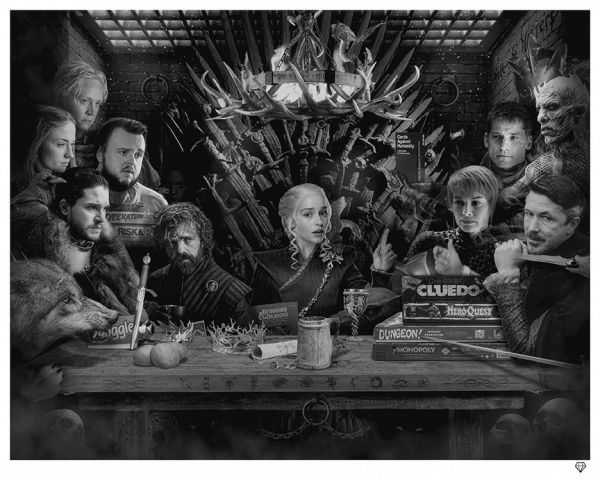 JJ Adams, ‘Board Game Of Thrones (B/W)’, 2017, Print, Giclee On Paper, Wishbone, Numbered