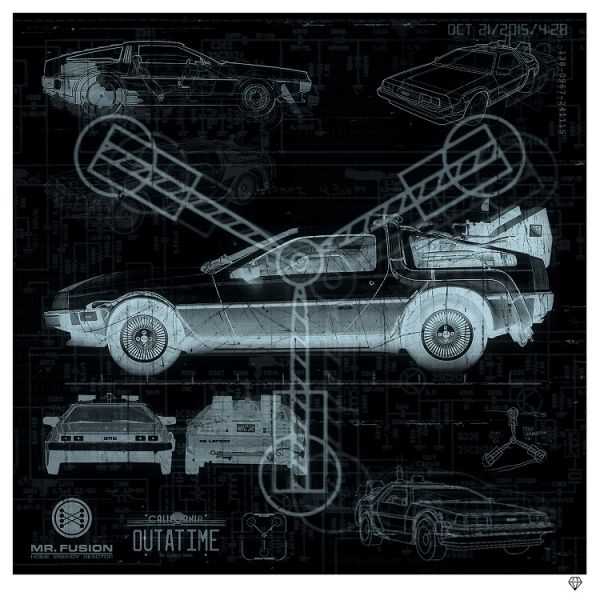 JJ Adams, ‘Great Scott - Delorean X-Ray’, 2015, Print, Giclee On Paper, Wishbone, Numbered