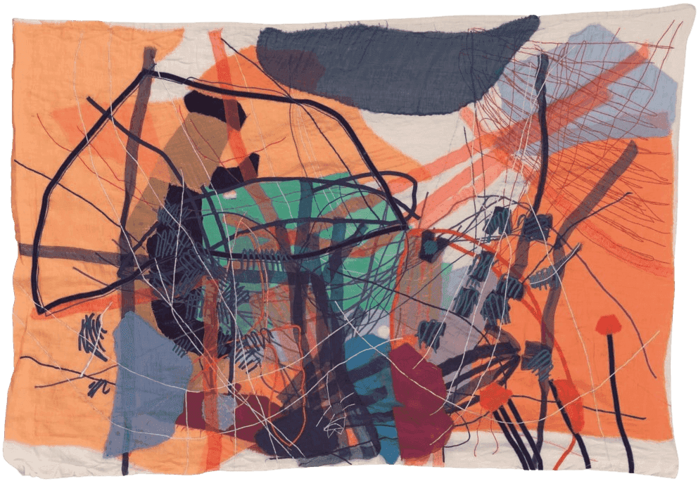 Jadé Fadojutimi, ‘Clustering Thoughts’, 2019, Print, Cotton, silk viscose velvet, organza ribbon, grosgrain ribbon, velvet ribbon, cotton cord on embroidered linen, The Art of Empowerment, Numbered, Dated