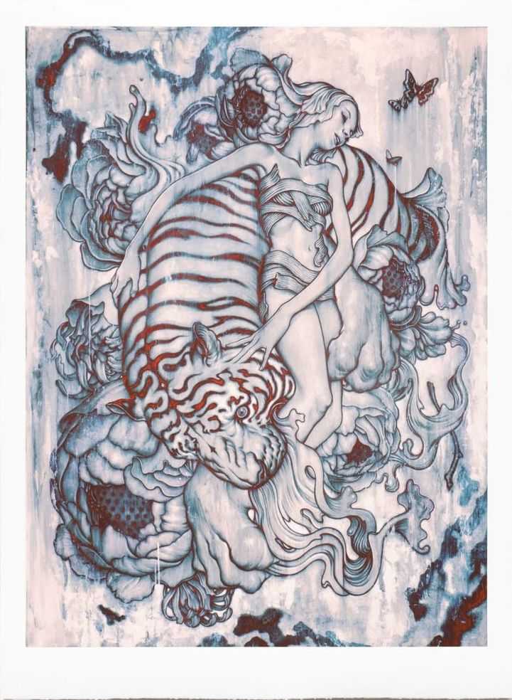 James Jean, ‘Tiger III’, 19-08-2014, Print, Pigment print on archival 310gsm 100% cotton rag paper with archival pigment based ink torn edges, Self-released, Numbered
