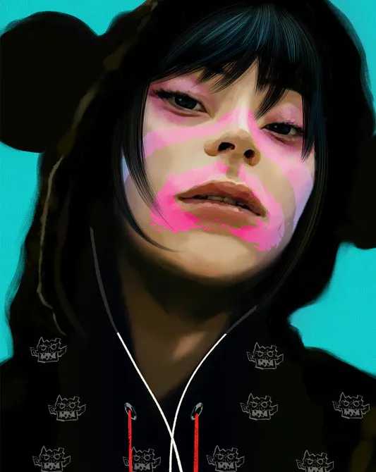 Jamie Hewlett, ‘Bear Hood’, 08-12-2023, Print, Archival Inkjet with Fluro Red Screenprint Overlay on Somerset Satin Enhanced 330gsm Paper, Self-released, Numbered