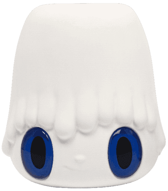 Javier Calleja, ‘Pot Pop Top' White Flower Vase (Blue Eyes)’, 2021, Sculpture, Ceramic planter, crystal blue eyes, Case Studyo, 