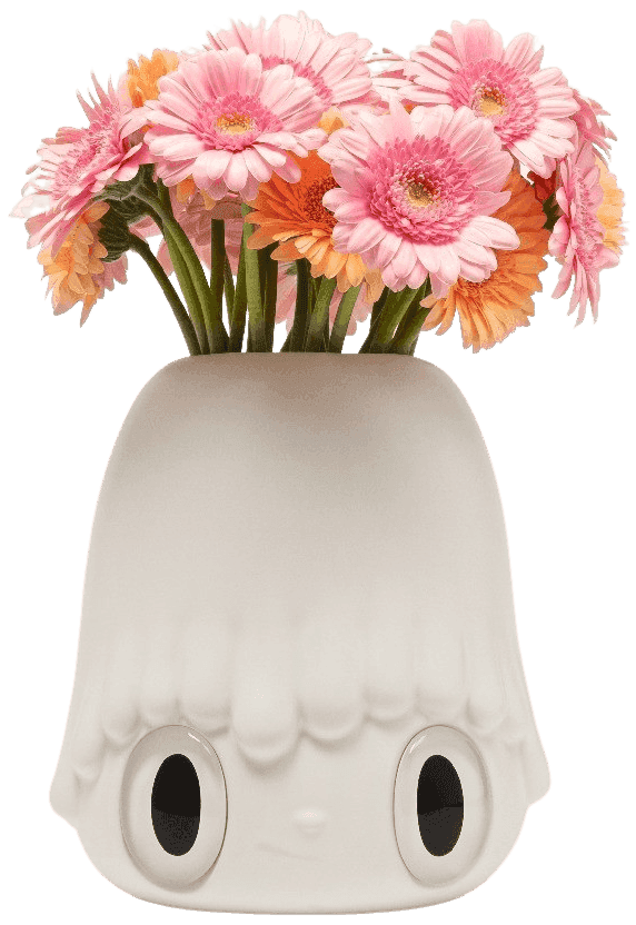 Javier Calleja, ‘Pot Pop Top' White Flower Vase (White Eyes)’, 2021, Sculpture, Ceramic planter, crystal white eyes, Case Studyo, 