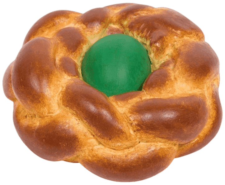Jeff Koons, ‘Bread with Egg (Green)’, 1995, Sculpture, Hand painted egg tempera sculptures made of hydrocal, Armitage Foundation, Numbered