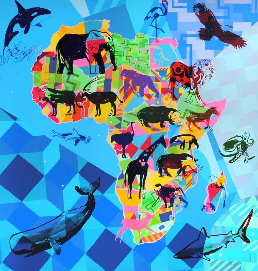 Jess Wilson, ‘Africa’, 2013, Print, Archival Inkjet with a Varnish and 3 Colour Screenprint Overlay with 24 carat Gold Leaf on Somerset Satin Enhanced 330gsm Paper, null, Numbered