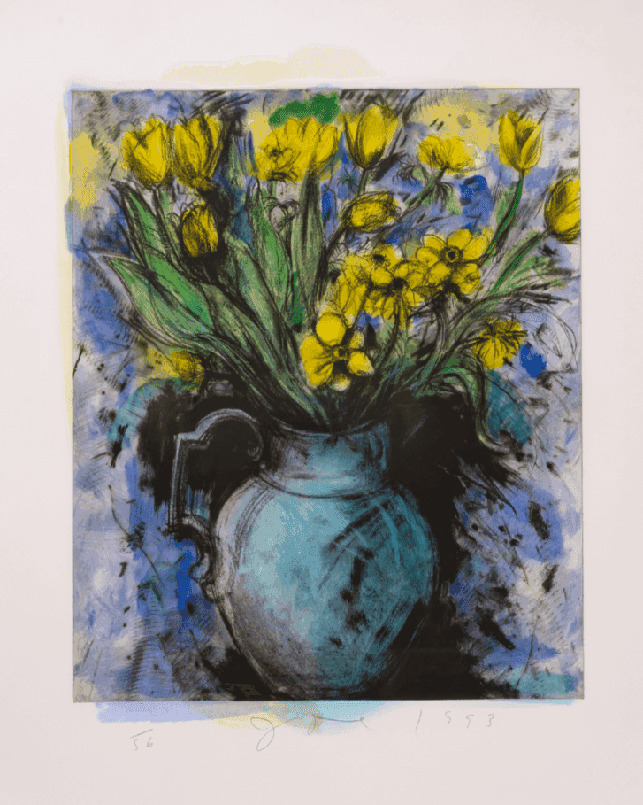 Jim Dine, ‘Blue Vase’, 1993, Print, Etching, Heliogravure, Power-Tool, and Monotype with Hand-Coloring on Zerkall Copperplate Warm White Paper, Pace Editions, Inc., Numbered, Dated