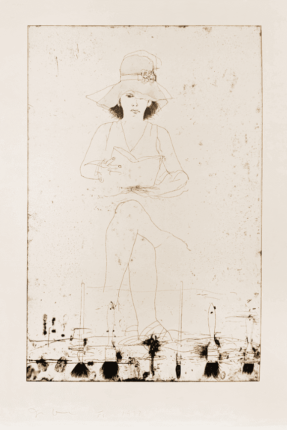 Jim Dine, ‘Book Reading Lady’, 1973, Print, Etching, null, Numbered, Dated