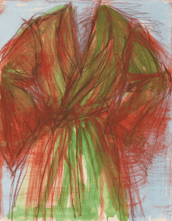 Jim Dine, ‘Printing Outdoors’, 1980, Print, Etching and electric tool abrasion in colors with hand-coloring, on Copperplate Deluxe paper, with full margins, Pace Editions, Inc., Numbered, Dated