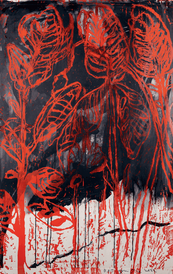 Jim Dine, ‘Red Flag’, 2022, Print, Woodcut, drypoint and collograph with hand-colouring in red and black printing ink and Chinese ink on Hahnemühle Warm Copperplate paper, null, Numbered, Dated