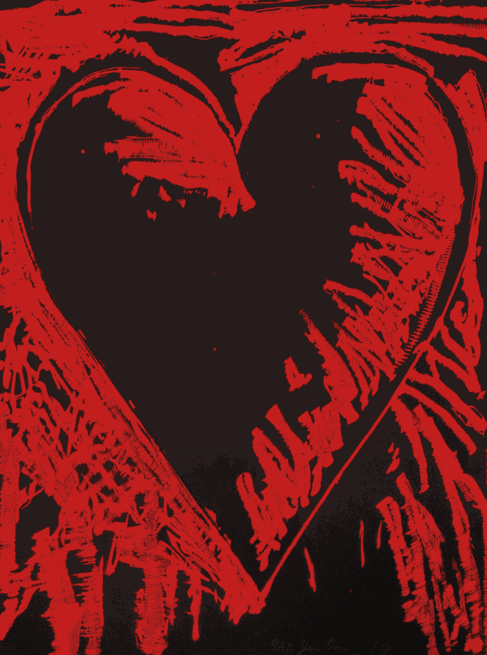 Jim Dine, ‘The Black and Red Heart’, 2013, Print, Woodblock with hand drawing, Tandem Press, Numbered