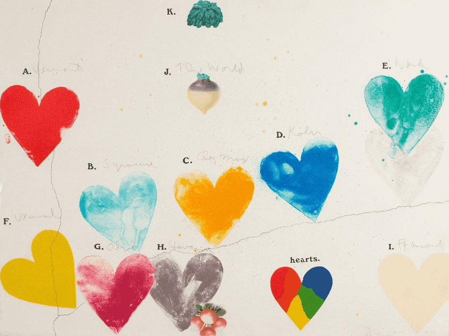 Jim Dine, ‘The World (for Ann Waldman)’, 1972, Print, Lithograph, screen print, blockprint and collage, spray paint, and handwritten titles in graphite, Petersburg Press, Numbered, Dated
