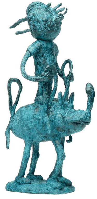 Joakim Ojanen, ‘Boy With BFF Riding In The Wind (Blue)’, 2019, Sculpture, Bronze blue patina, Case Studyo, Numbered