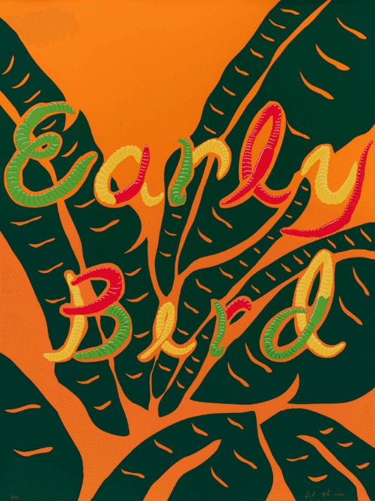 Joel Mesler, ‘Early Bird’, 2020, Print, 6-color screenprint on Stonehenge Fawn paper, null, Numbered, Dated