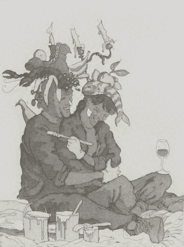 John Currin, ‘Happy Housepainters’, 2016, Print, Etching with aquatint on Handmade Kochi NB paper, null, 