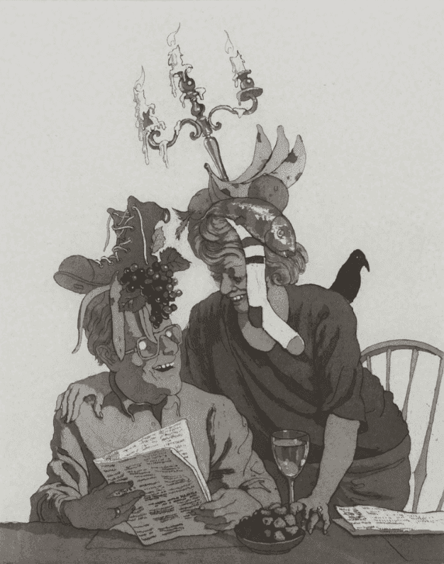 John Currin, ‘Newspaper Couple’, 2016, Print, Etching with aquatint on Handmade Kochi NB paper, null, 
