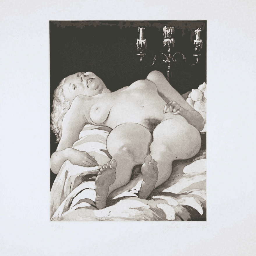 John Currin, ‘Nude on a Table’, 2002, Print, Etching with aquatint on Handmade Kochi NB paper, null, 