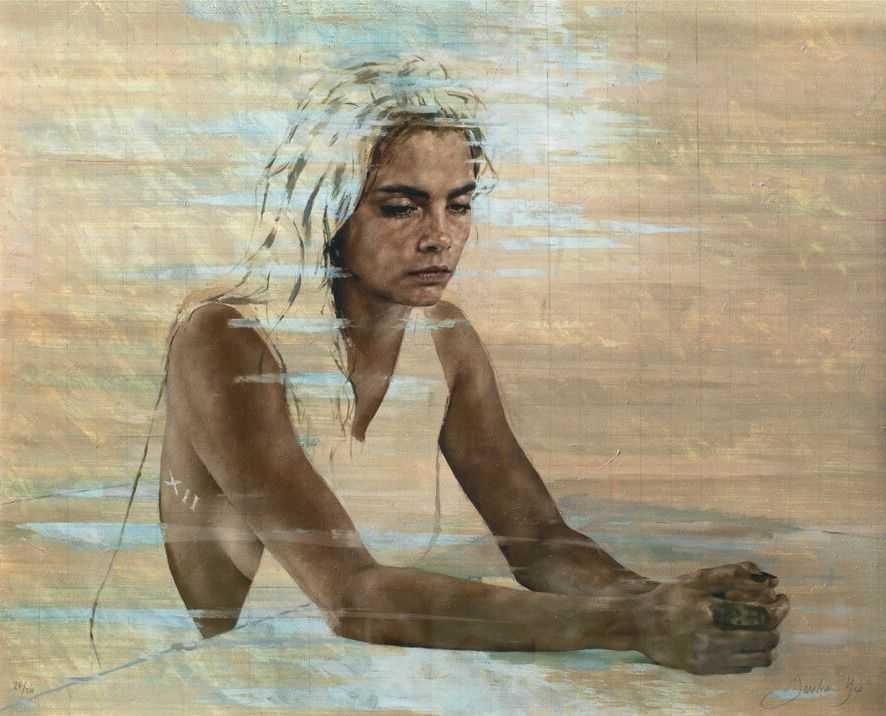 Jonathan Yeo, ‘Cara III (Cafe)’, 2016, Print, Archival pigment print with hand varnishing on Hahnemuhle Photo Rag Ultrasmooth paper with hand torn edges, Manifold Editions, Numbered