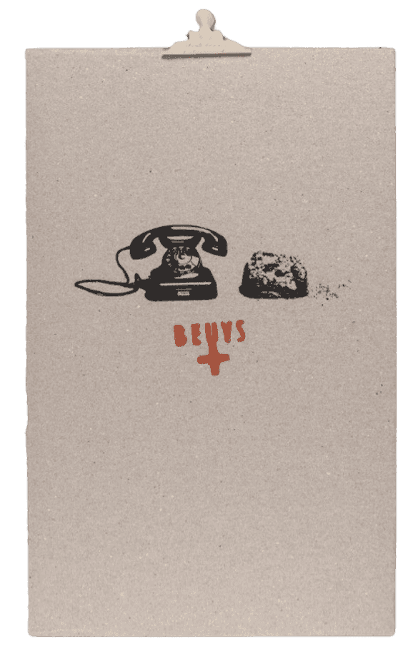 Joseph Beuys, ‘Erdtelephon’, 1973, Print, Silkscreen and stamp with colour (brown cross) on felt board and metal clip, null, 