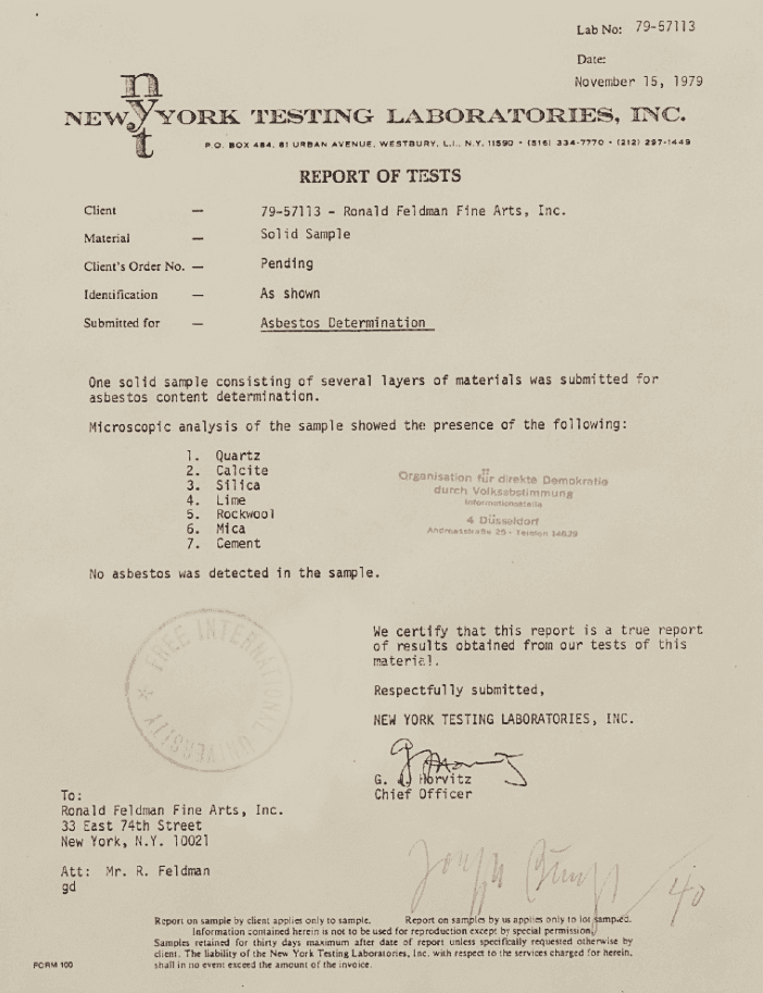 Joseph Beuys, ‘Report of Tests’, 1979, Print, Xerox and ink stamp, on wove paper, the full sheet, null, Numbered