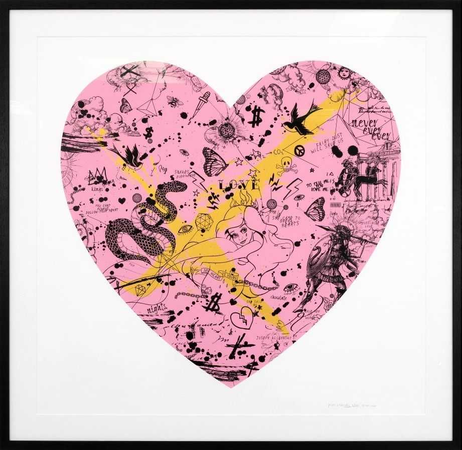 Joseph Klibansky, ‘She Came To Break Heats (Pink)’, 2020, Print, Archival cotton paper museum glass screen print ink wood and aluminum frame, Self Released, Numbered, Framed