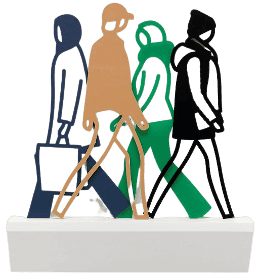 Julian Opie, ‘Belgium 3’, 2021, Sculpture, Wall mounted Corian shelves, each with four freestanding acrylic sculptures, Cristea Roberts Gallery, Numbered