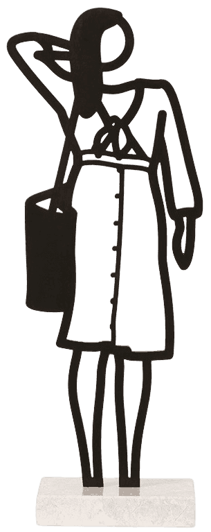 Julian Opie, ‘Dress’, 2020, Sculpture, Patinated black bronze on Crema Grey stone base, Cristea Roberts Gallery, Numbered