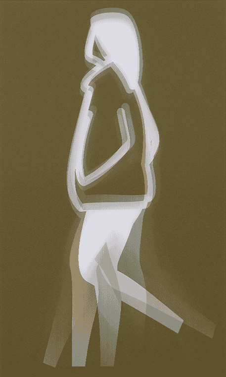 Julian Opie, ‘Fur Jacket (Old Street Walkers)’, 2022, Print, Lenticular acrylic panel mounted onto white acrylic, Christea Roberts Gallery, Numbered