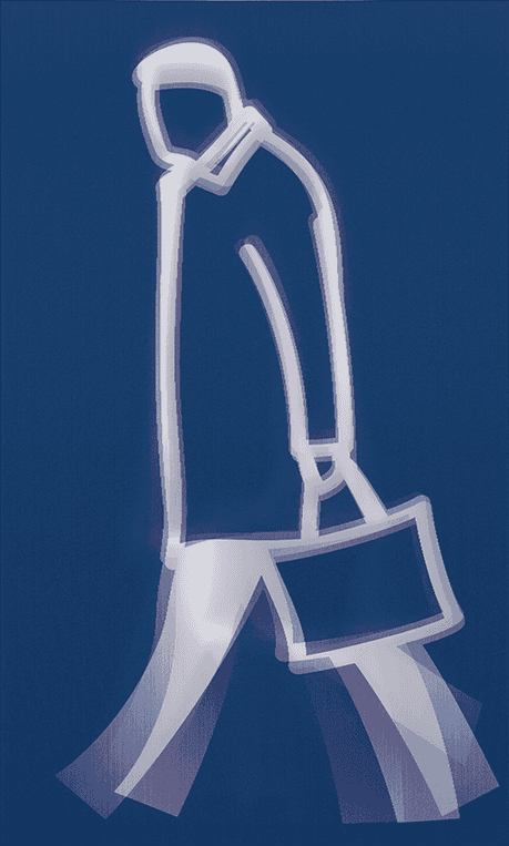Julian Opie, ‘Leather Bag (Old Street Walkers)’, 2022, Print, Lenticular acrylic panel mounted onto white acrylic, Christea Roberts Gallery, Numbered