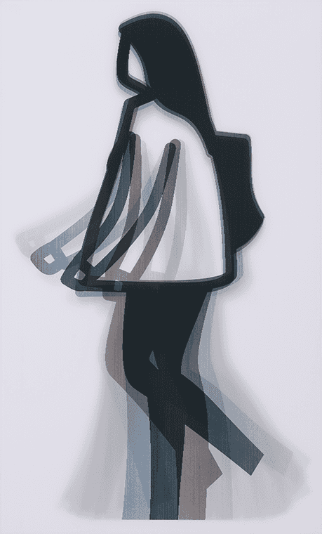 Julian Opie, ‘Long Hair (Old Street Walkers)’, 2022, Print, Lenticular acrylic panel mounted onto white acrylic, Christea Roberts Gallery, Numbered