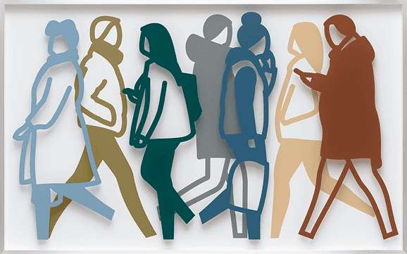 Julian Opie, ‘Sidewalk 2’, 2022, Print, Screenprint on two sheets of acrylic, presented in brushed aluminium frame, Christea Roberts Gallery, Numbered, Framed