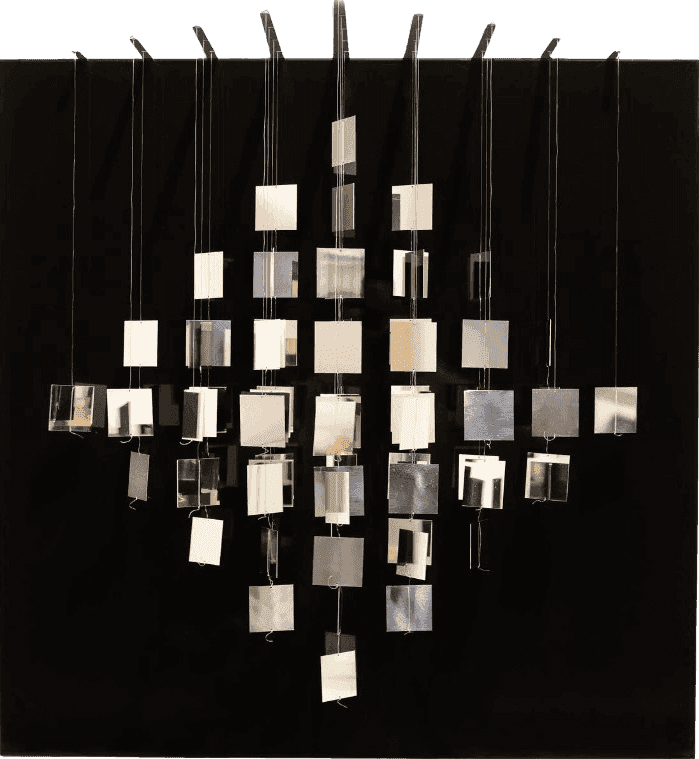 Julio Le Parc, ‘Polyedre Virtuel sur font NOIR’, 2020, Sculpture, Wood painted with glossy black paint, metal, mirror, null, 