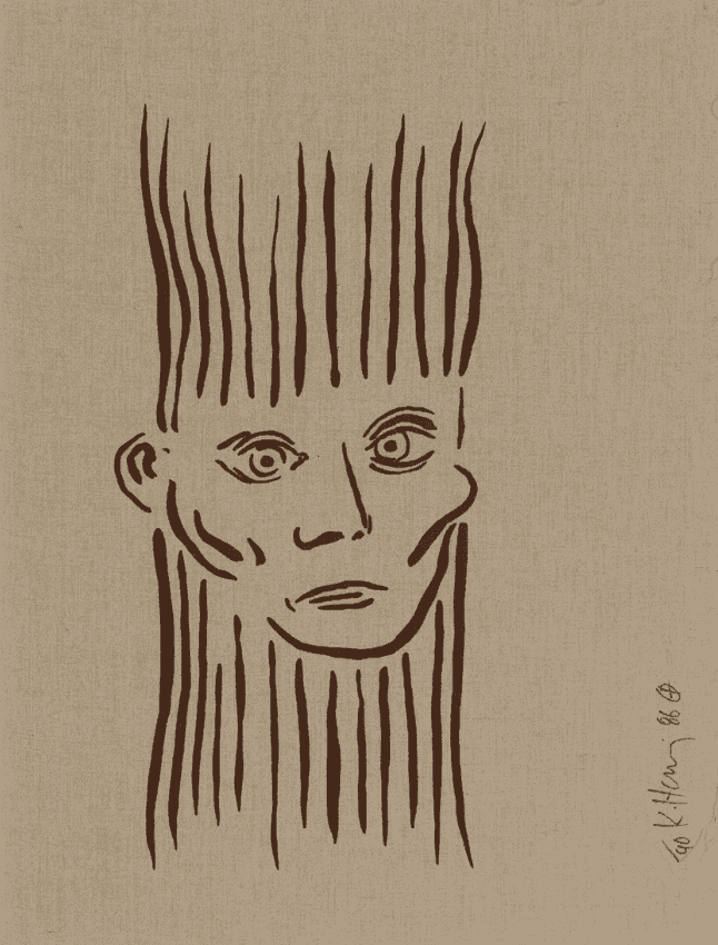 Keith Haring, ‘Joseph Beuys’, 1986, Print, Screenprint on canvas, null, Numbered, Dated