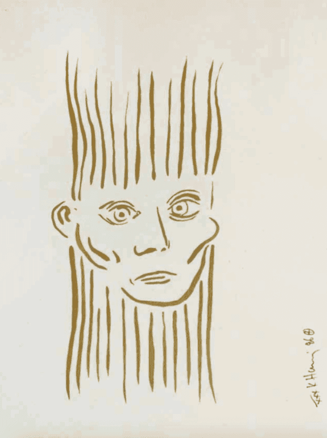 Keith Haring, ‘Portrait of Joseph Beuys (Deluxe Edition)’, 1986, Print, Screenprint in gold ink on canvas, null, Numbered, Dated