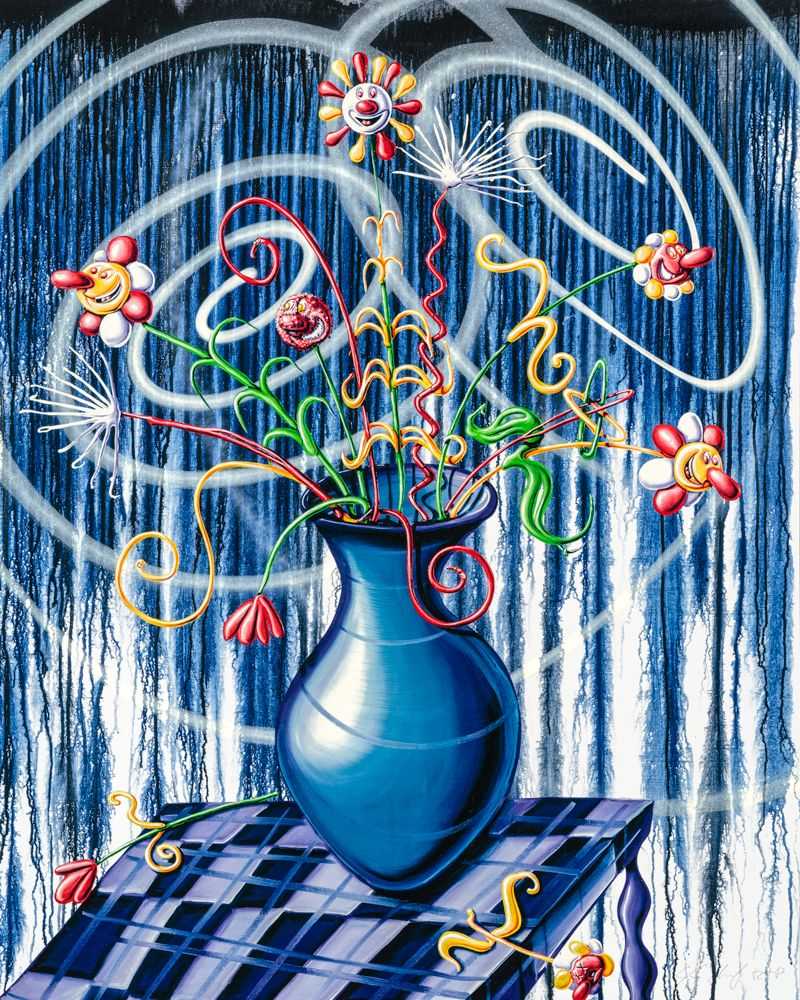 Kenny Scharf, ‘Flores (Blue)’, 30-06-2020, Print, Archival pigment ink print with silkscreened high gloss varnish and diamond dust on Innova Etching Cotton Rag 315gsm fine art paper, Lococo Fine Art, Numbered, Dated