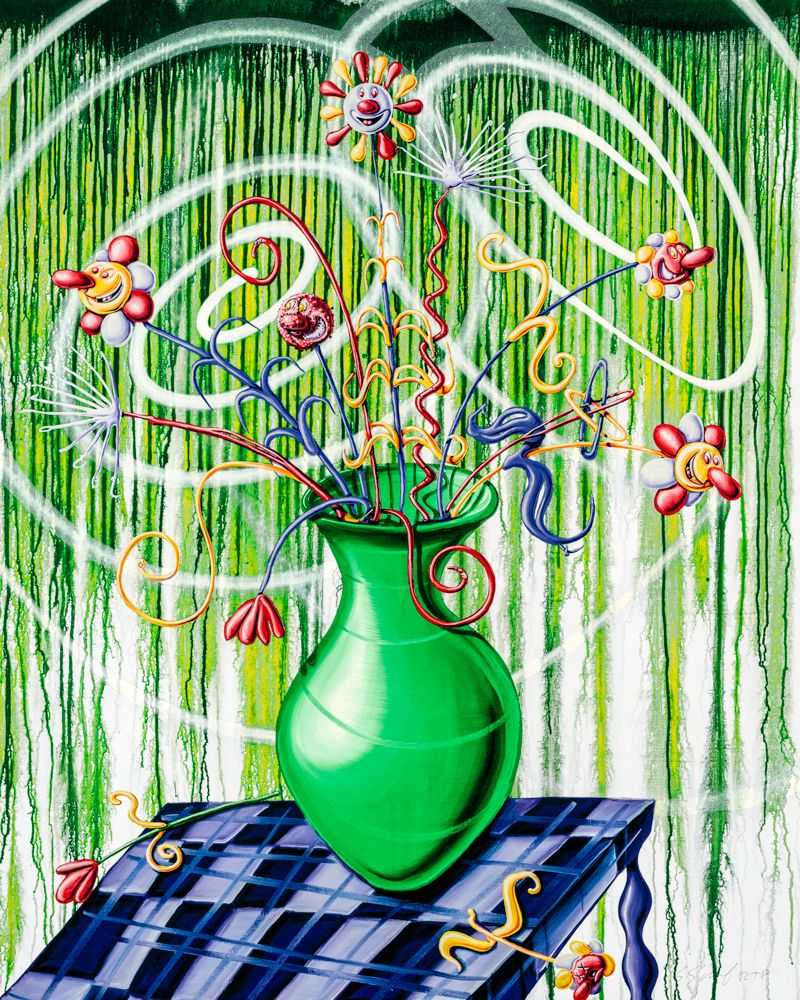 Kenny Scharf, ‘Flores (Green)’, 30-06-2020, Print, Archival pigment ink print with silkscreened high gloss varnish and diamond dust on Innova Etching Cotton Rag 315gsm fine art paper, Lococo Fine Art, Numbered, Dated