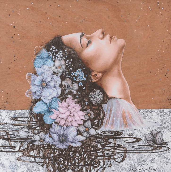 Kerry Darlington, ‘Aurora’, 2024, Print, Original Hand Painted Mixed Media on fine art paper embellished with silver leaf and finished with a paper varnish., null, Framed