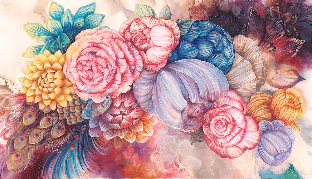 Kerry Darlington, ‘Floral’, 2024, Print, board with gloss resin finish. Featuring raised 3D elements., null, Framed