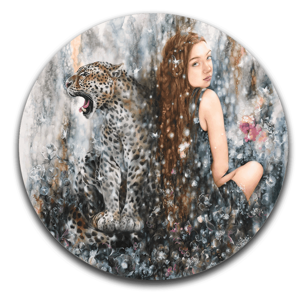 Kerry Darlington, ‘Leopardess’, 2023, Print, Unique Circular limited edition on board with gloss resin finish. Featuring raised 3D elements, null, 