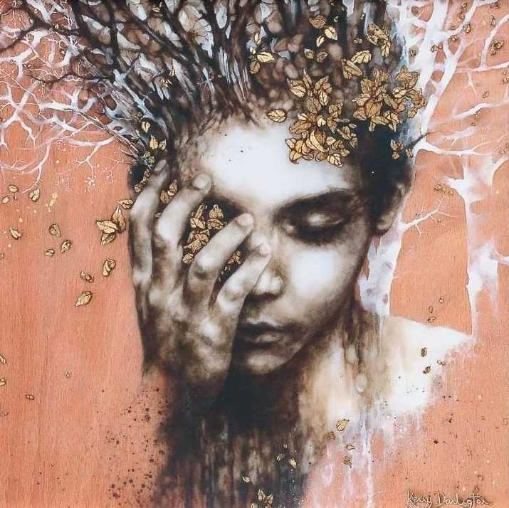 Kerry Darlington, ‘Tangled Roots’, 2024, Print, Original Hand Painted Mixed Media on fine art paper embellished with gold leaf and finished with a paper varnish., null, Framed