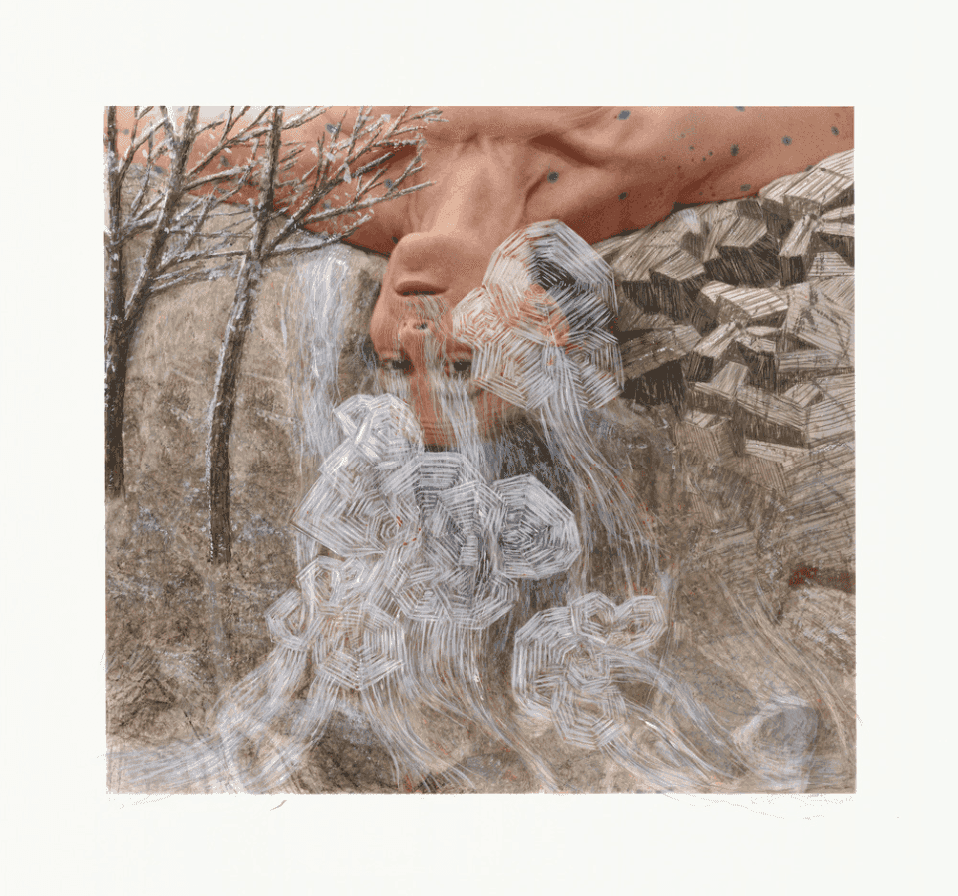 Kiki Smith, ‘The Falls II’, 2013, Print, Pigmented ink-jet with hand additions on Entrada Rag Natural 300gm, ULAE, 